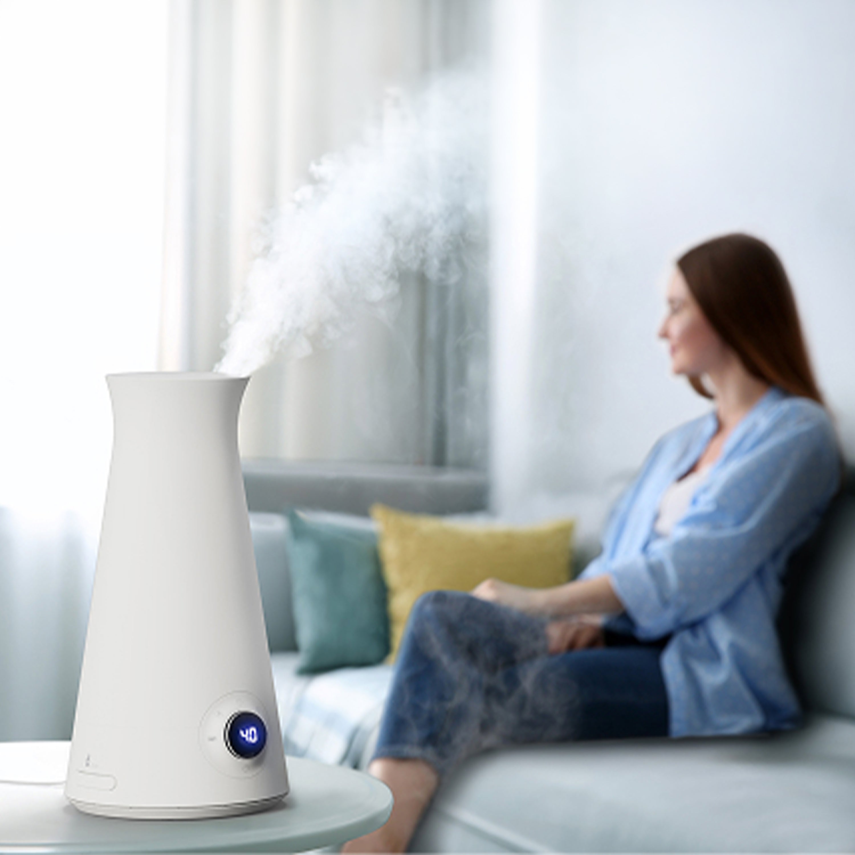 humidifier on table in living room