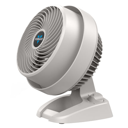 White fan with Vornado logo on a white background