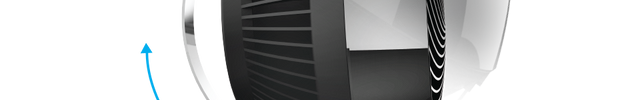Photo showing 660 AE's Airflow tilt range with blue arrow