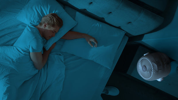 Man sleeping while eos 9 is in sleep mode