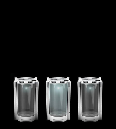 EVDC300 Evaporative Humidifier tanks lit up