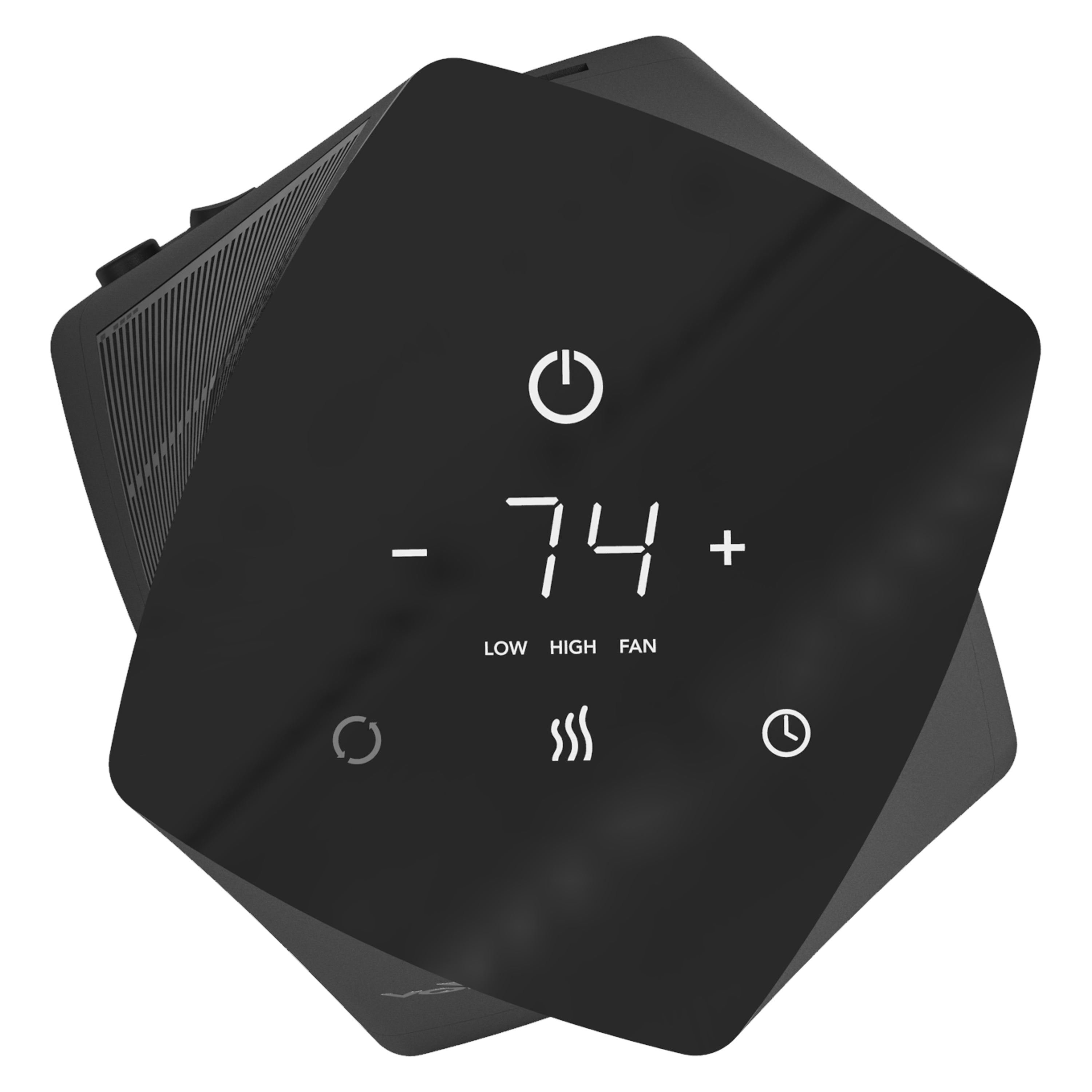 OSCTH1 tower heater on a blank background top view of digital controls