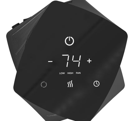 OSCTH1 tower heater on a blank background top view of digital controls
