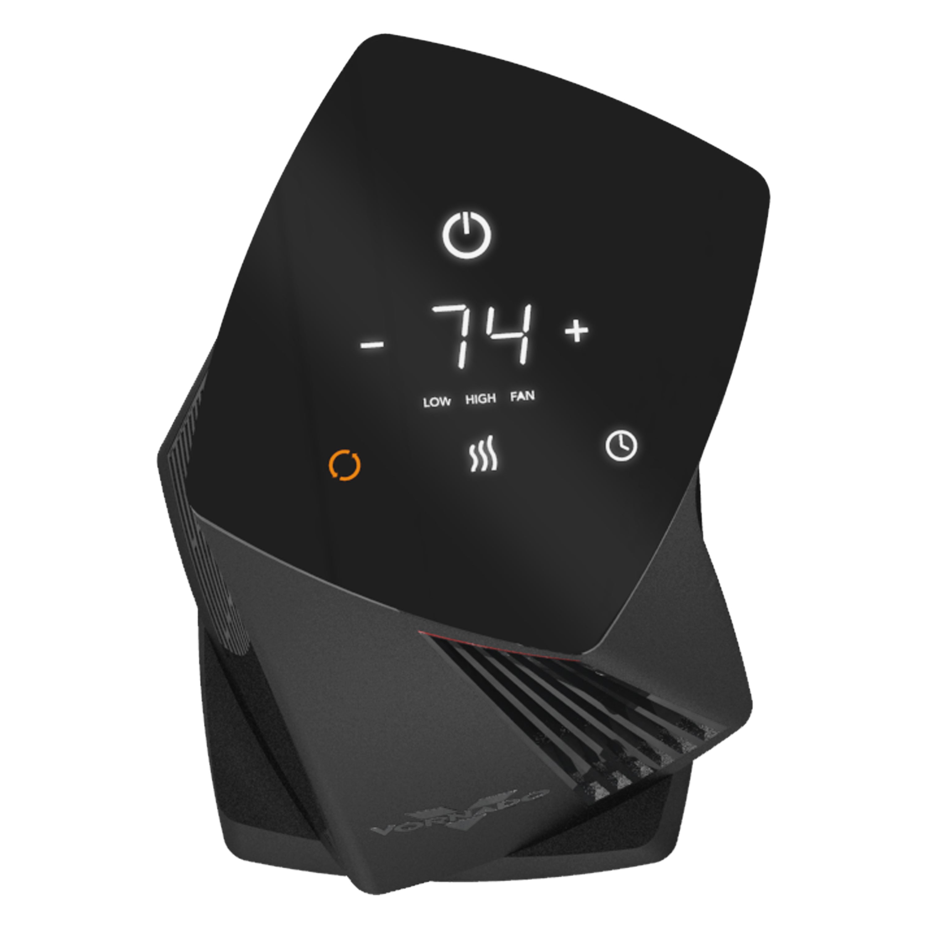 OSCTH1 tower heater on a blank background top oscillating view of digital controls and oscillating base