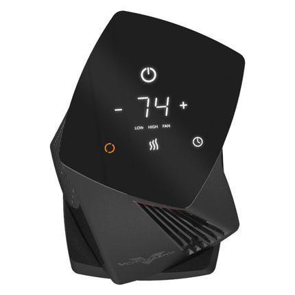 OSCTH1 tower heater on a blank background top oscillating view of digital controls and oscillating base