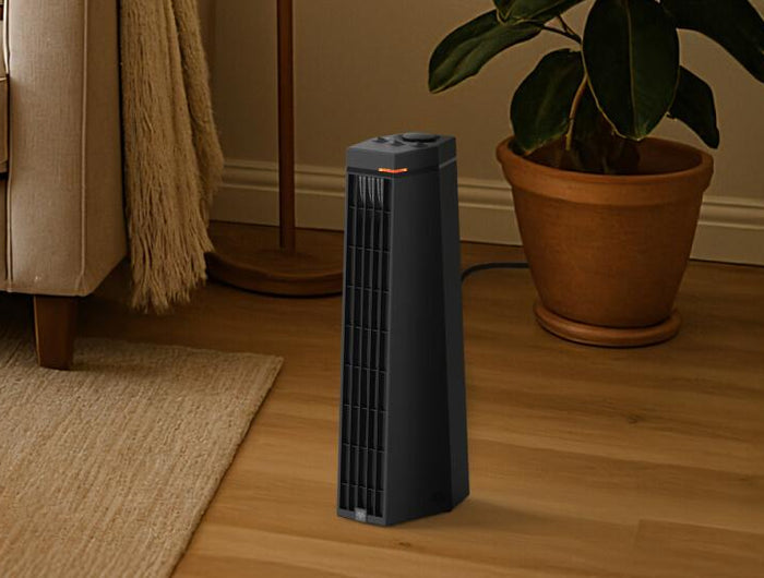 RISE 20H heater near a couch in a living room