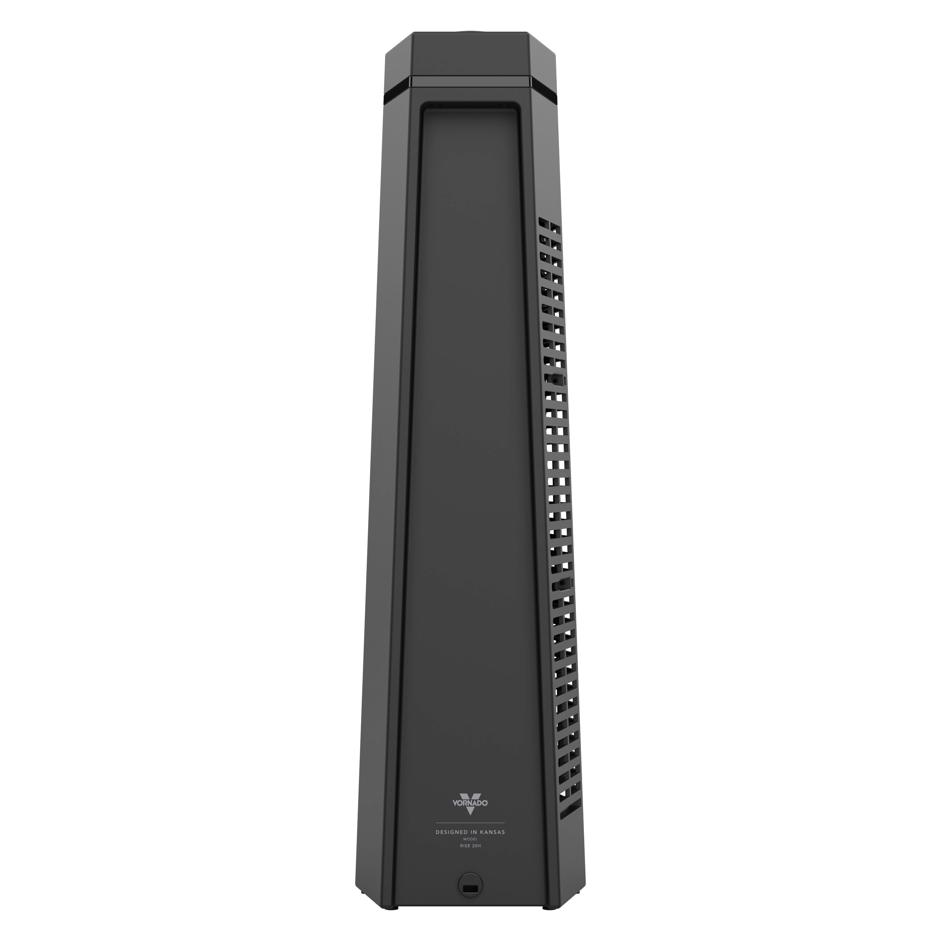 Black tower heater on a white background