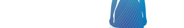 graphic of Strata compact oscillating tower fan and a blue-green gradient silhouette of a woman. Strata has lines coming out of it and going towards the silhouette