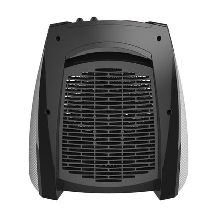 Black electric space heater on a white background