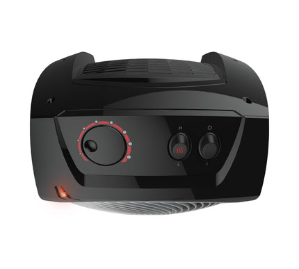 VH10 heater on a blank background top view of manual controls dials and switches
