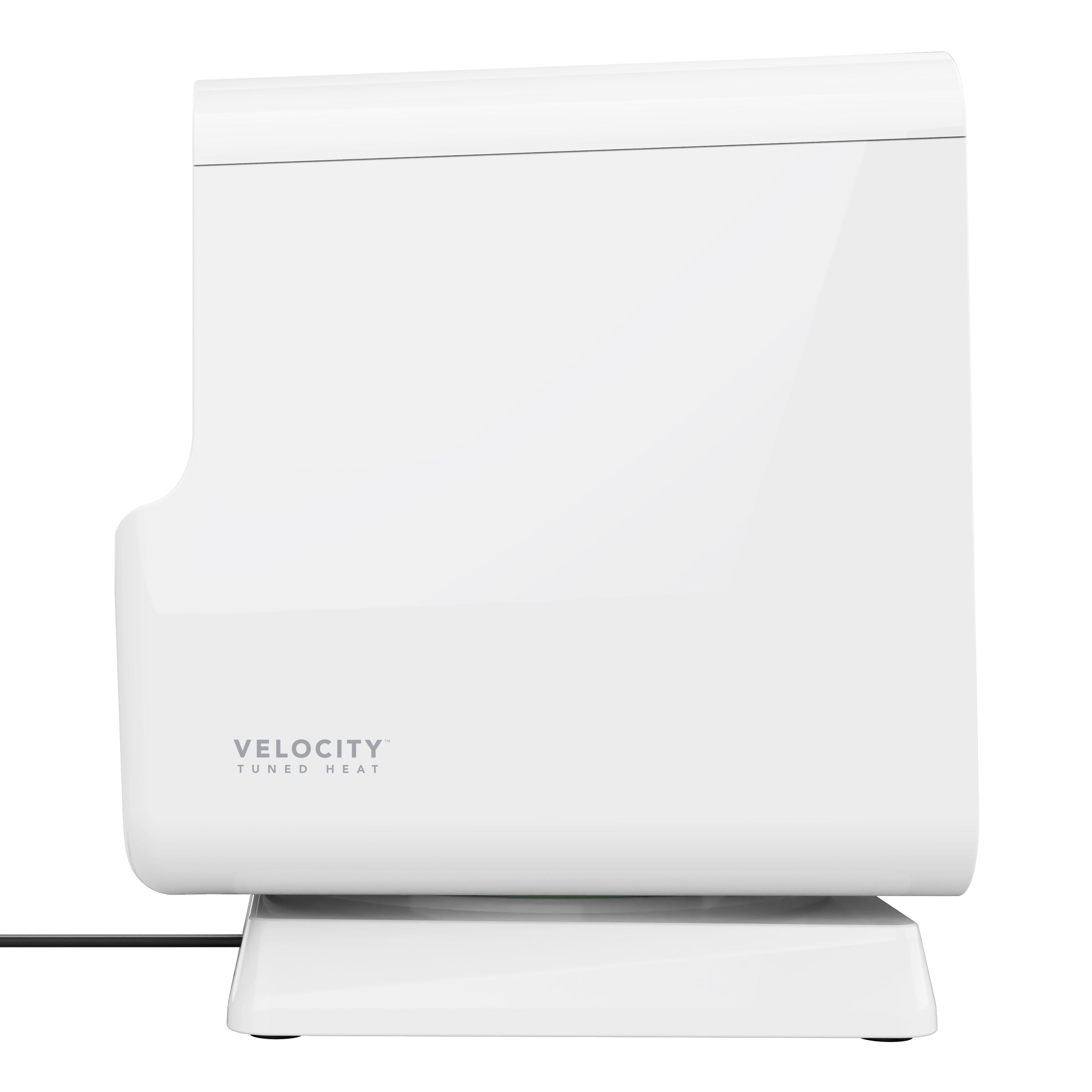 White heater with 'Velocity' branding on a white background