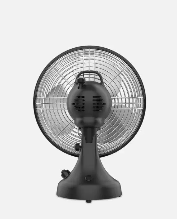 Back shot of a Matte Black Silver Swan S Vintage Oscillating fan