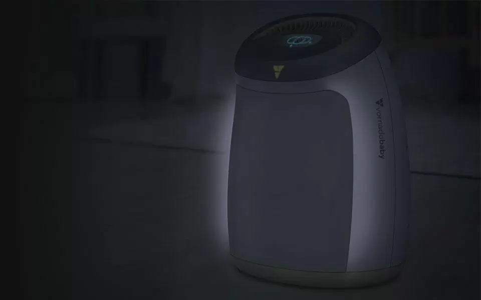 Purio Nursery Air purifier glowing at night