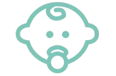 Teal Vornadobaby Baby Icon with a simplified baby face