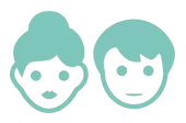 Teal Vornadobaby Parents Icon showing the simplified faces of a man and a woman