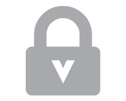 Safety icon with a Grey lock with white v on it