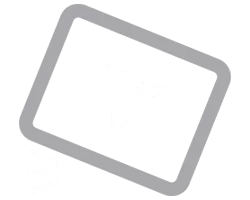 Tip over Safety icon of a rectangle with the V inside at a slant, indicating the heater will shut off if tipped