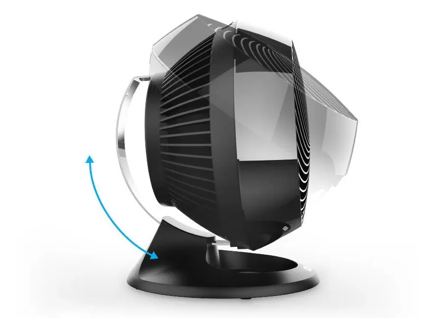 graphic showing 660 AE's Airflow tilt range