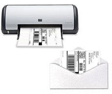 Print label using a printer and put in an envelope to mail