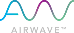 Airwave Logo. The logo has a Blue-green-purple gradient wavy line above the word Airwave