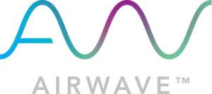 Airwave Logo. The logo has a Blue-green-purple gradient wavy line above the word Airwave