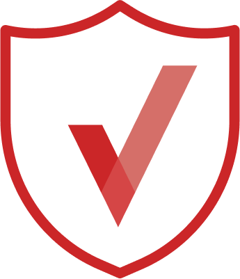 Red Advanced Safety Icon with a checkmark inside a shield